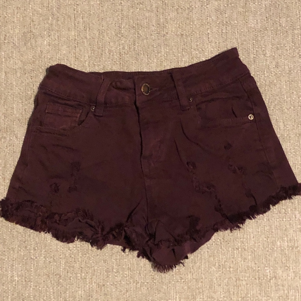 Maroon Denim Shorty Short Destructed Size 00